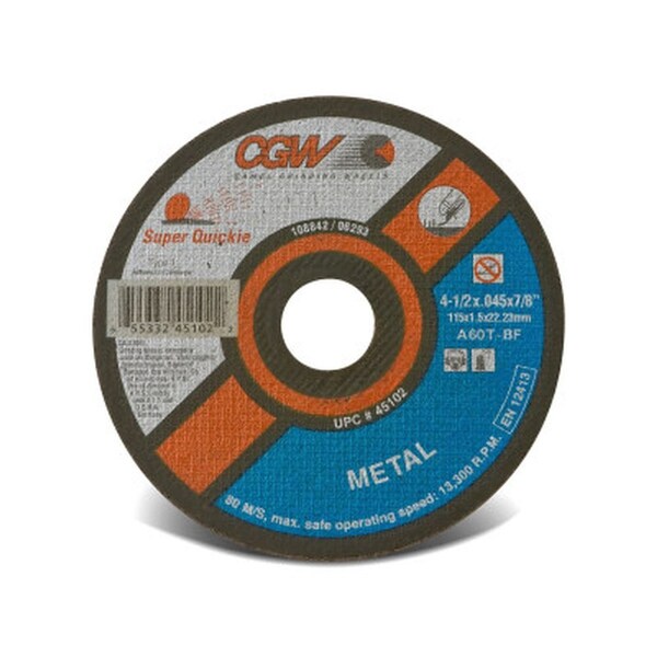 Cgw Abrasives 45106 - Reinforced Cut-Off Wheel 6in x .045in x 7/8in Arbor, Alum. Oxide 45106-CGW - main